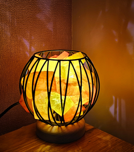 CITRINE TONES DYED CLEAR QUARTZ CRYSTAL  CAGE LAMP(mood enhancing)