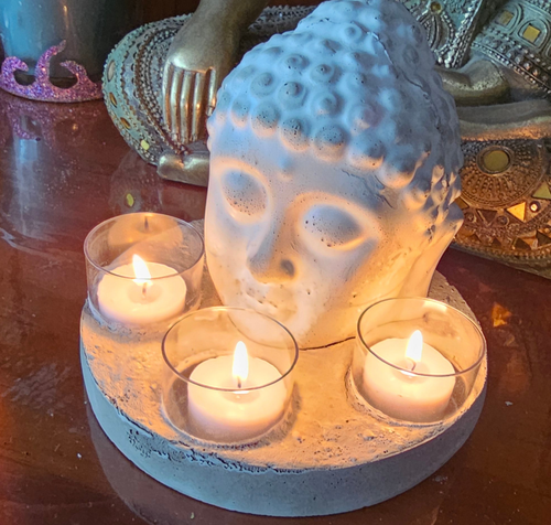 CONCRETE BUDDHA CANDLE HOLDER