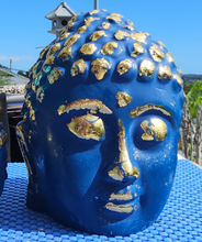 Load image into Gallery viewer, BLUE &amp; GOLD LEAF BUDDHA STATUE