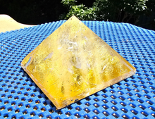Load image into Gallery viewer, CLEAR QUARTZ &amp; GOLD LEAF CRYSTAL PYRAMID