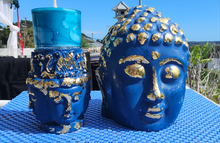 Load image into Gallery viewer, BLUE &amp; GOLD LEAF BUDDHA STATUE