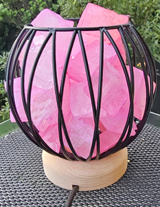 ROSE QUARTZ DYED clear quartz CAGE LAMP(deep soul cleanser)