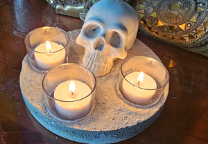 CONCRETE SKULL CANDLE HOLDER