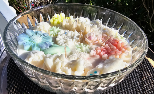 BEAUTIFUL TROPICAL XL CUT GLASS CANDLE