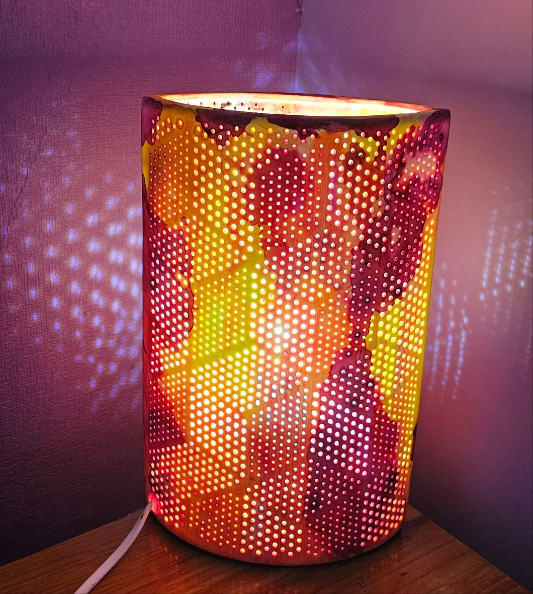 DYED FUNKY AUTUMN TONES FLOWER LAMP
