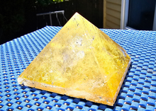 Load image into Gallery viewer, CLEAR QUARTZ &amp; GOLD LEAF CRYSTAL PYRAMID