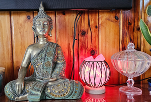 ROSE QUARTZ DYED clear quartz CAGE LAMP(deep soul cleanser)