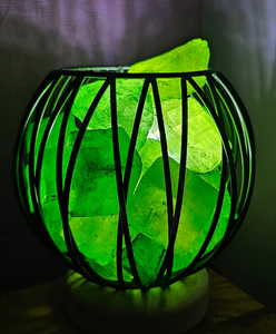 LIME/GREEN DYED CLEAR QUARTZ CRYSTAL  CAGE LAMP(deep soul cleanser)