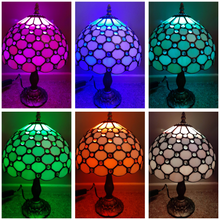 Load image into Gallery viewer, WHITE or COLOUR CHANGING BEADED TIFFANY STAINED GLASS LAMP