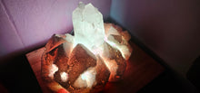 Load image into Gallery viewer, STUNNING QUARTZ CRYSTAL ON HANDMADE LIGHT STAND