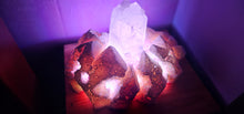 Load image into Gallery viewer, STUNNING QUARTZ CRYSTAL ON HANDMADE LIGHT STAND