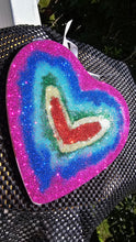 Load image into Gallery viewer, GLITTERY RAINBOW HEART GLASS WALL ART (2)