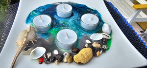 HANDMADE BEACHY SCENE CANDLE HOLDER PLATTER