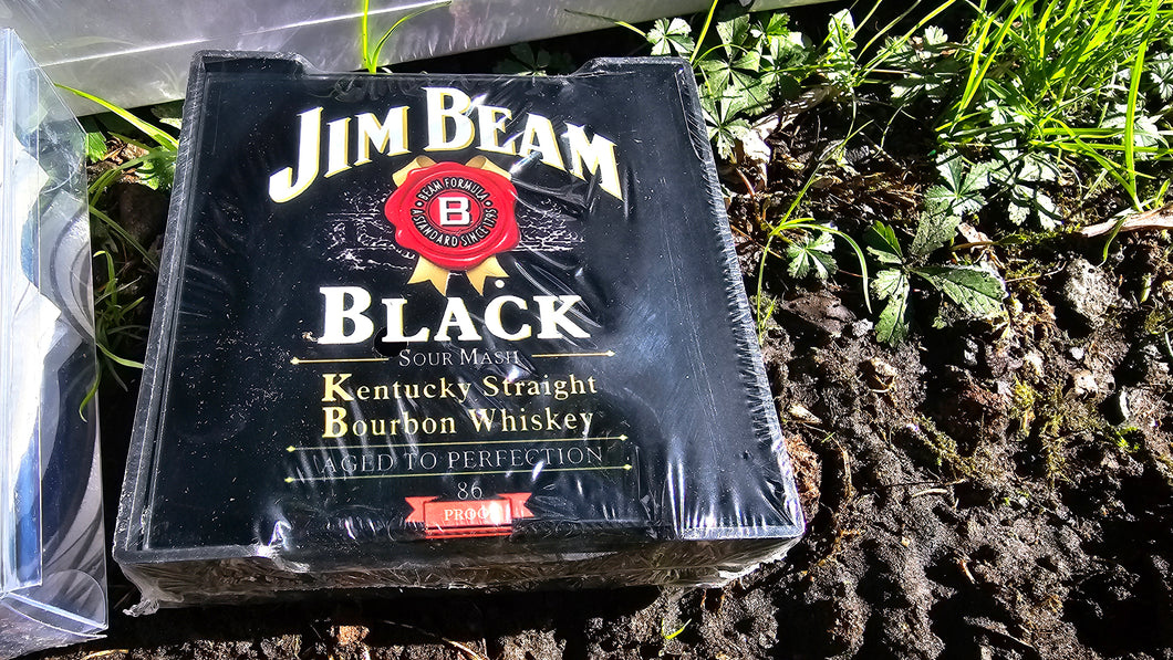 JIM BEAM BLACK SET 6 GLASS COASTERS