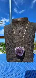 DRUZY AMETHYST CRYSTAL HEART NECKLACE