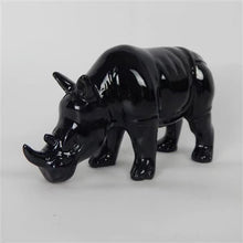 Load image into Gallery viewer, GLOSS BLACK RHINO FIGURINE