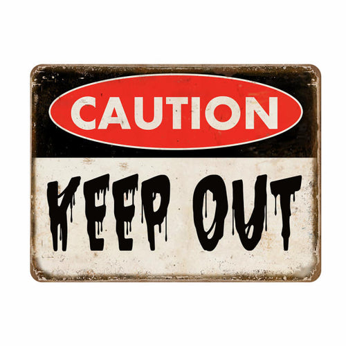 KEEP OUT METAL WALL ART