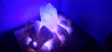 Load image into Gallery viewer, STUNNING QUARTZ CRYSTAL ON HANDMADE LIGHT STAND