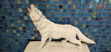 Load image into Gallery viewer, UNIQUE WHITE HANDPAINTED WHITE HOWLING WOLF FIGURINE-large