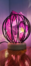 Load image into Gallery viewer, STUNNING DYED CLEAR QUARTZ IN AMETHYST COLOUR TONES CRYSTAL  CAGE LAMP no2