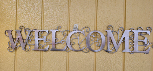 WELCOME METAL WALL ART 65CM