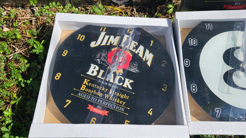 JIM BEAM BLACK GLASS CLOCK