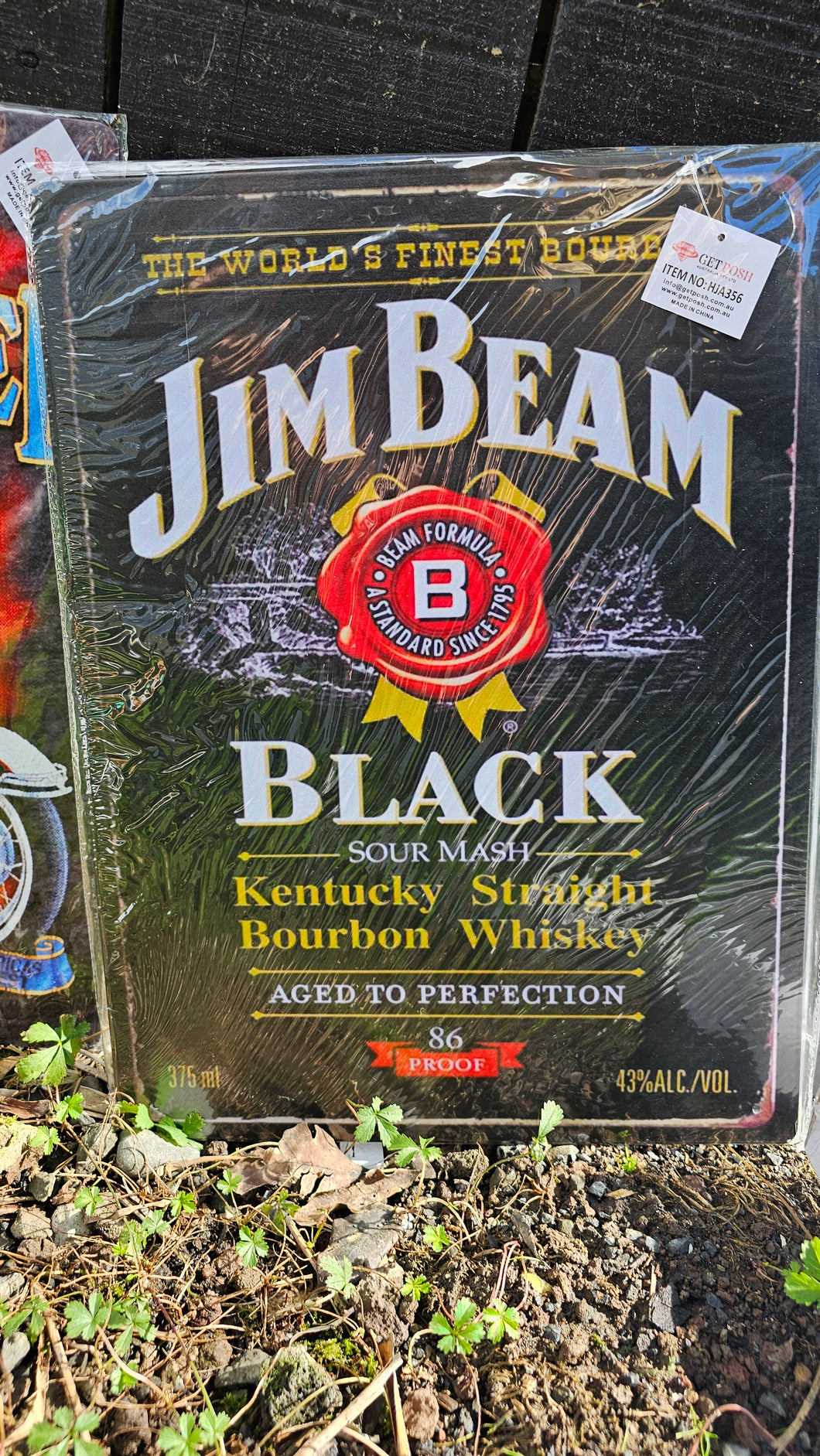 JIM BEAM BLACK METAL WALL ART 30X40CM