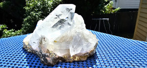 CLEAR QUARTZ CLUSTER WITH GOLD LEAF