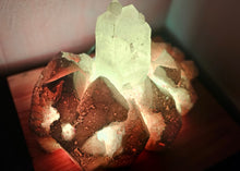 Load image into Gallery viewer, STUNNING QUARTZ CRYSTAL ON HANDMADE LIGHT STAND