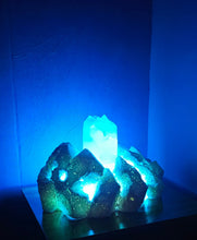 Load image into Gallery viewer, STUNNING QUARTZ CRYSTAL ON HANDMADE LIGHT STAND