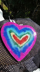 GLITTERY RAINBOW HEART GLASS WALL ART (2)