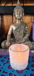 SHIMMERING CRYSTALLY LOOKING CANDLE HOLDERS