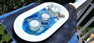 Sale🔥HANDMADE BEACHY SCENE CANDLE HOLDER PLATTER