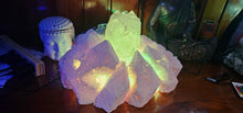 Load image into Gallery viewer, STUNNING QUARTZ CRYSTAL ON HANDMADE LIGHT STAND