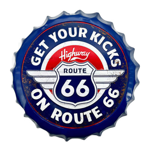 ROUTE 66 BOTTLE TOP  METAL WALL ART