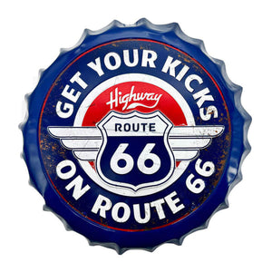 ROUTE 66 BOTTLE TOP  METAL WALL ART