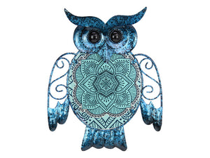 BLUE MANDALA OWL WALL OR GARDEN ART