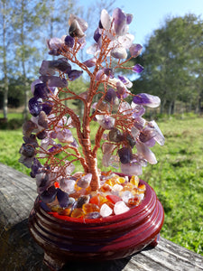 CRYSTAL GEM TREES ON WOOD/GEM BASE