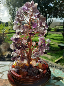 CRYSTAL GEM TREES ON WOOD/GEM BASE