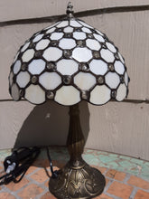 Load image into Gallery viewer, WHITE or COLOUR CHANGING BEADED TIFFANY STAINED GLASS LAMP