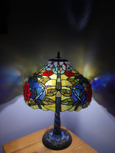 Load image into Gallery viewer, Sale💥RED ROSES &amp; DRAGONLY BLUE/GREEN/ PURPLE STAINED GLASS LAMP