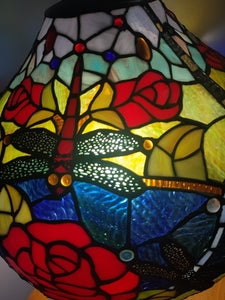 Sale💥RED ROSES & DRAGONLY BLUE/GREEN/ PURPLE STAINED GLASS LAMP