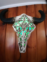 Load image into Gallery viewer, CARVED BULL SKULL LAMP NO1(lamp put together by me)