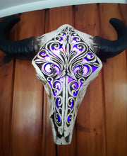 Load image into Gallery viewer, CARVED BULL SKULL LAMP NO1(lamp put together by me)