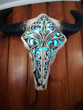 Load image into Gallery viewer, CARVED BULL SKULL LAMP NO1(lamp put together by me)