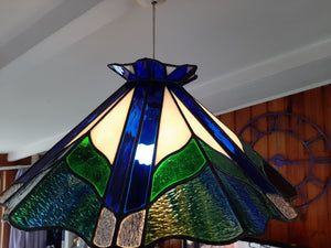 LARGE UNIQUE STAINED GLASS LIGHT SHADE