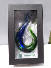 Load image into Gallery viewer, Sale💥MED BLUE GREEN KORU HOOK GLASS FIGURINE