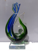 Load image into Gallery viewer, Sale💥MED BLUE GREEN KORU HOOK GLASS FIGURINE