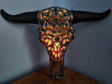 Load image into Gallery viewer, NEW SILVER CARVED BULL HEAD LAMP-put together by me