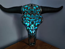 Load image into Gallery viewer, NEW SILVER CARVED BULL HEAD LAMP-put together by me